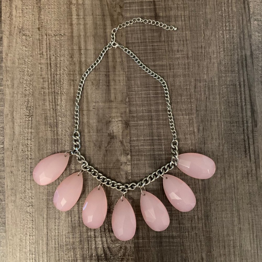 Blush Pink Teardrop Statement Necklace